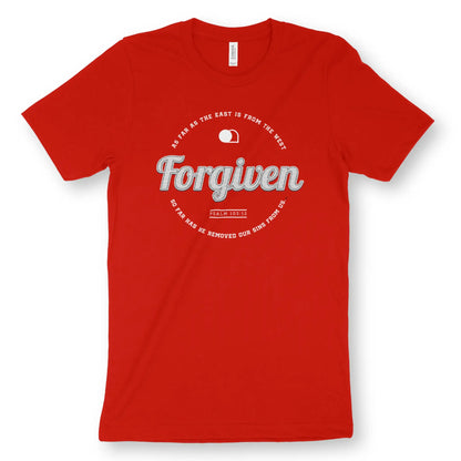 Forgiven (Psalm 103:12) | Premium Unisex Christian T-Shirt designed by 3rd Day Christian Clothing.