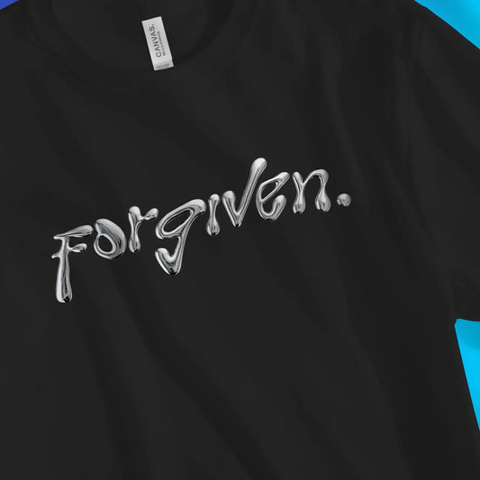 Forgiven. (Chrome Effect) | Premium Unisex Christian T-Shirt designed by 3rd Day Christian Clothing.