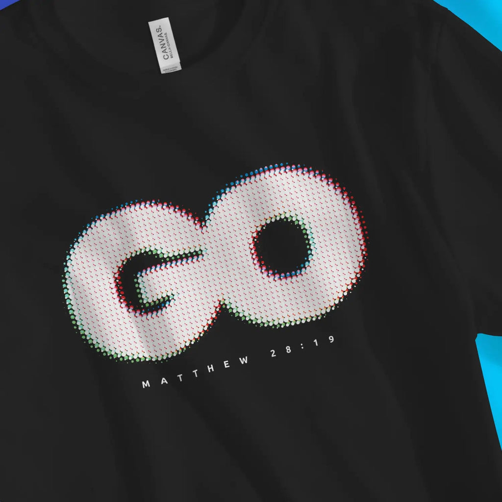 GO (Matthew 28:19) – Unisex Christian T-Shirt designed by 3rd Day Christian Clothing.