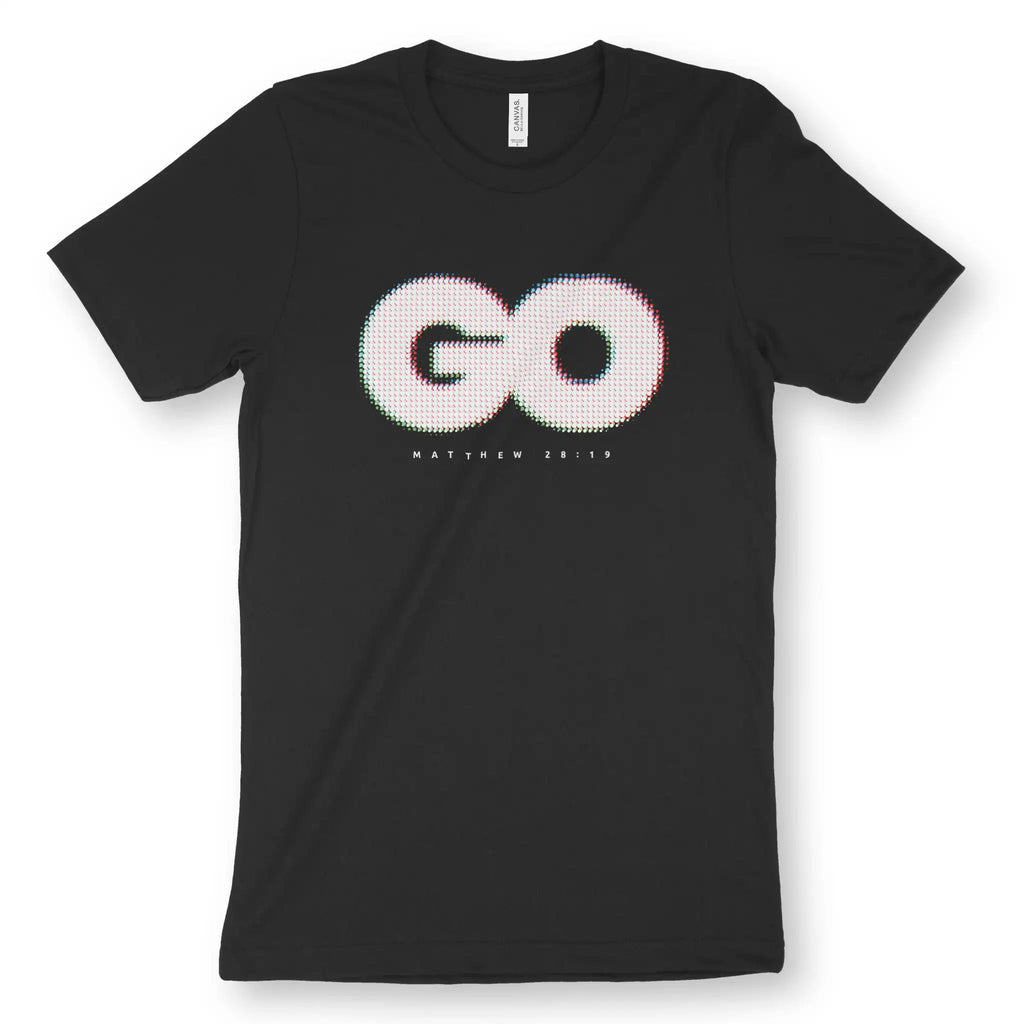 GO (Matthew 28:19) – Unisex Christian T-Shirt designed by 3rd Day Christian Clothing.