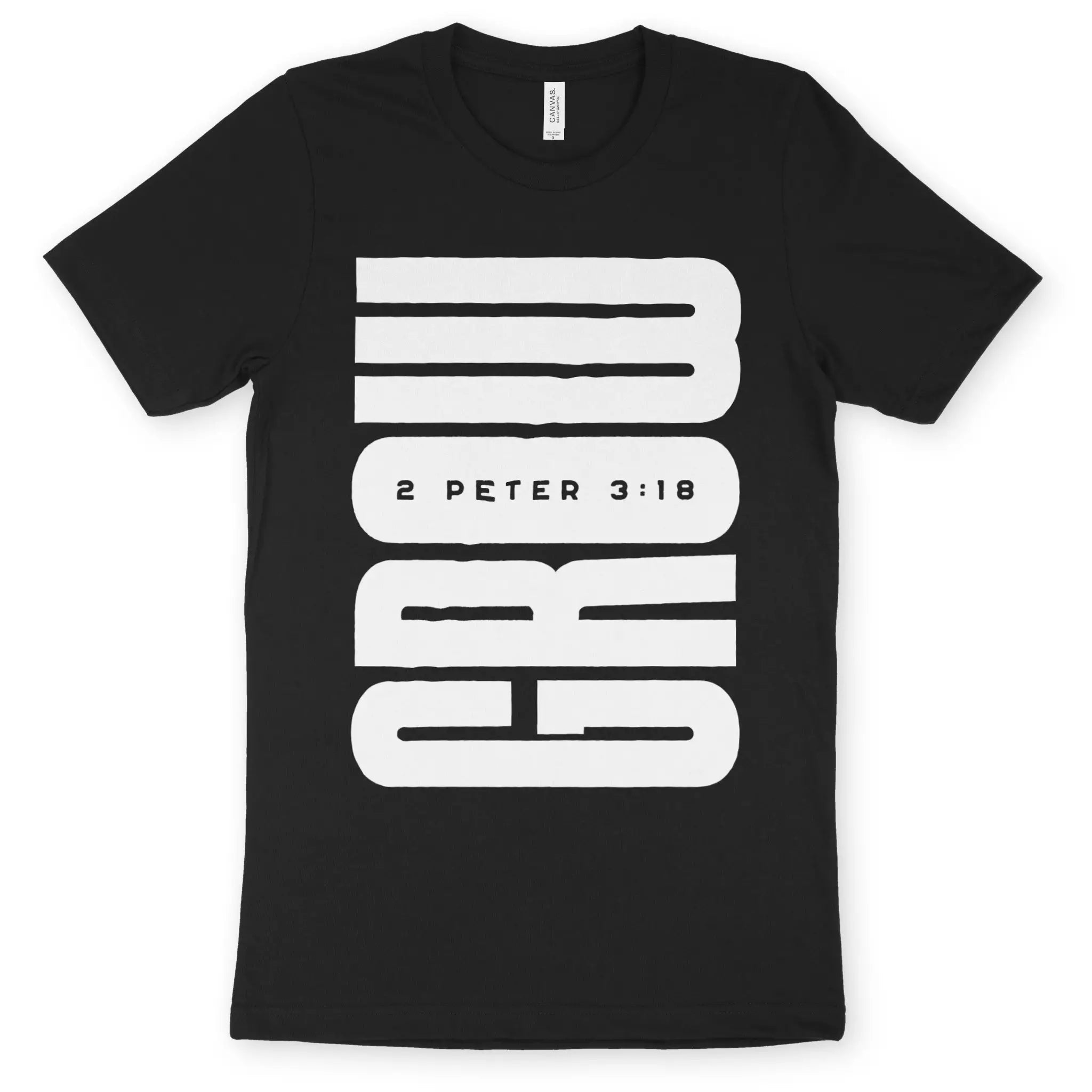 GROW (2 Peter 3:18) – Unisex Christian T-Shirt designed by 3rd Day Christian Clothing.