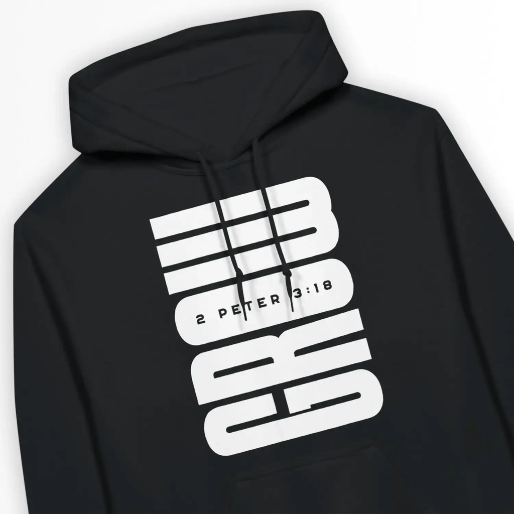 GROW (2 Peter 3:18) – Unisex Christian Hoodie designed by 3rd Day Christian Clothing.