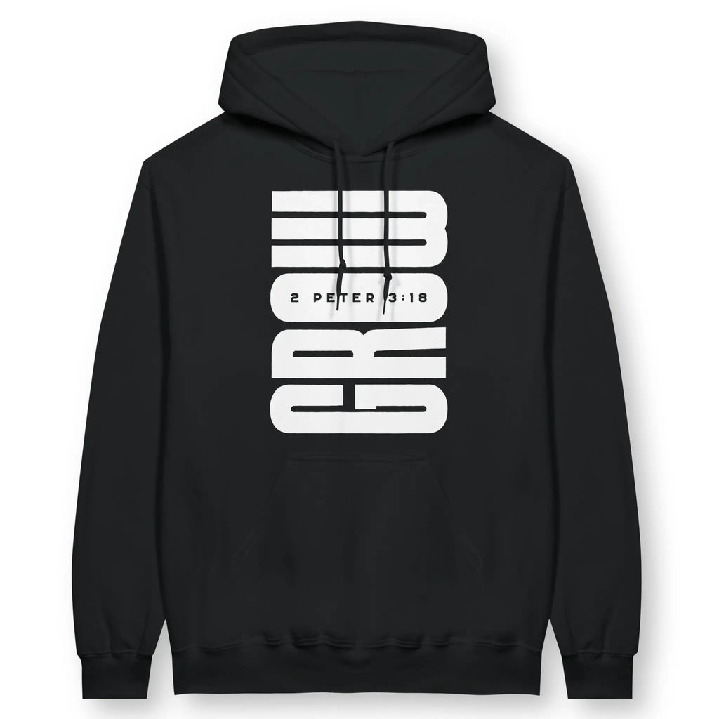 GROW (2 Peter 3:18) – Unisex Christian Hoodie designed by 3rd Day Christian Clothing.