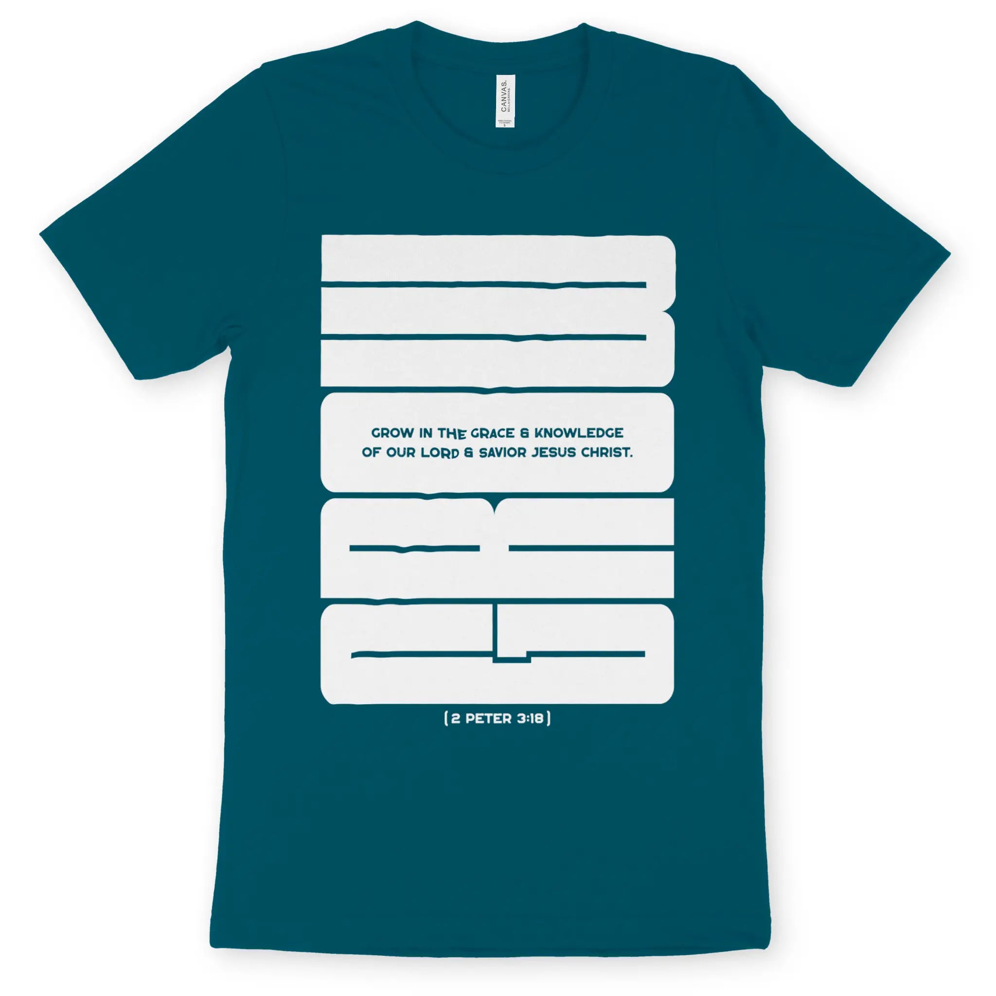 GROW in the Grace (Deep Teal) – Unisex Christian T-Shirt designed by 3rd Day Christian Clothing.