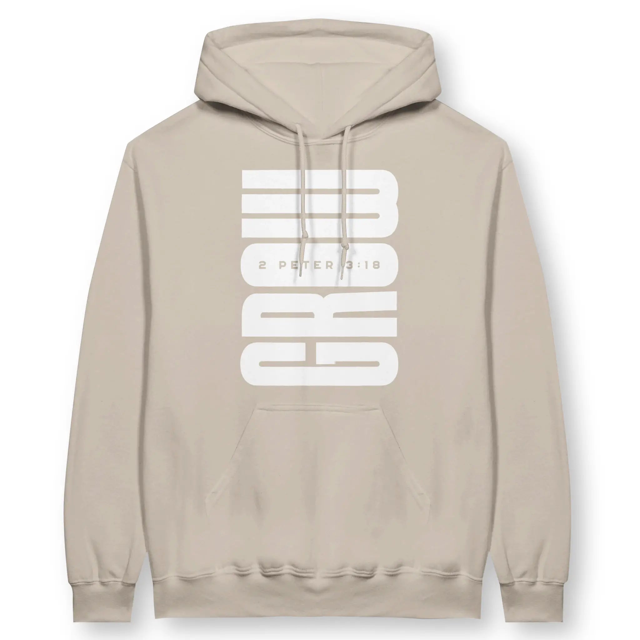 GROW (Sand) – Unisex Christian Hoodie designed by 3rd Day Christian Clothing.