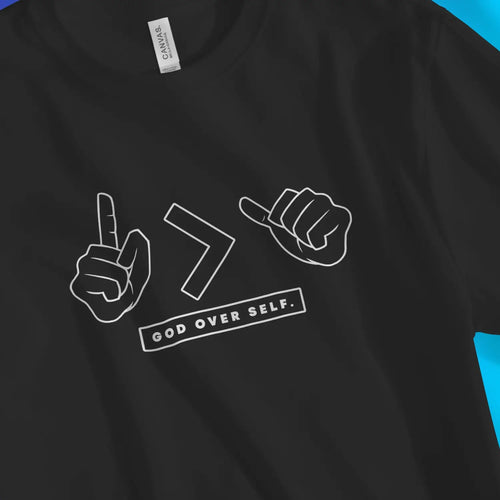 God Over Self (2nd Edition) – Unisex Christian T-Shirt designed by 3rd Day Christian Clothing.