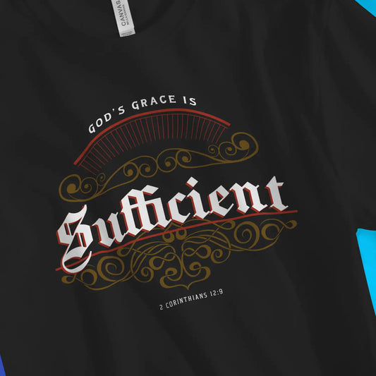 God's Grace Is Sufficient | Premium Unisex Christian T-Shirt designed by 3rd Day Christian Clothing.