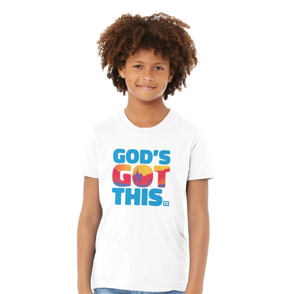 God's Got This (Rom 8:28) – Kids' Christian T-Shirt designed by 3rd Day Christian Clothing.