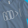 GOD > I – Unisex Christian T-Shirt designed by 3rd Day Christian Clothing.