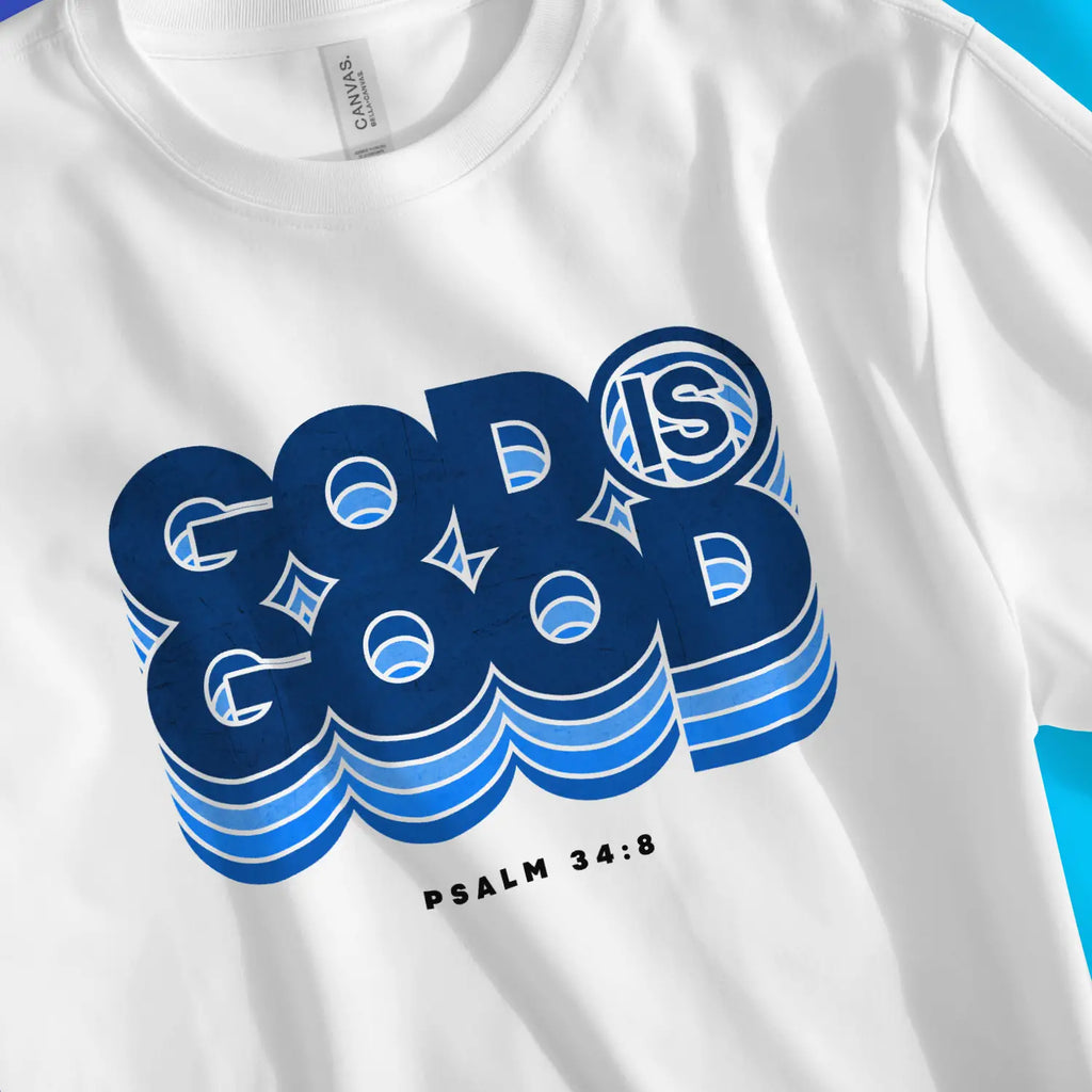 God Is Good (Blue Echo) – Unisex Christian T-Shirt designed by 3rd Day Christian Clothing.