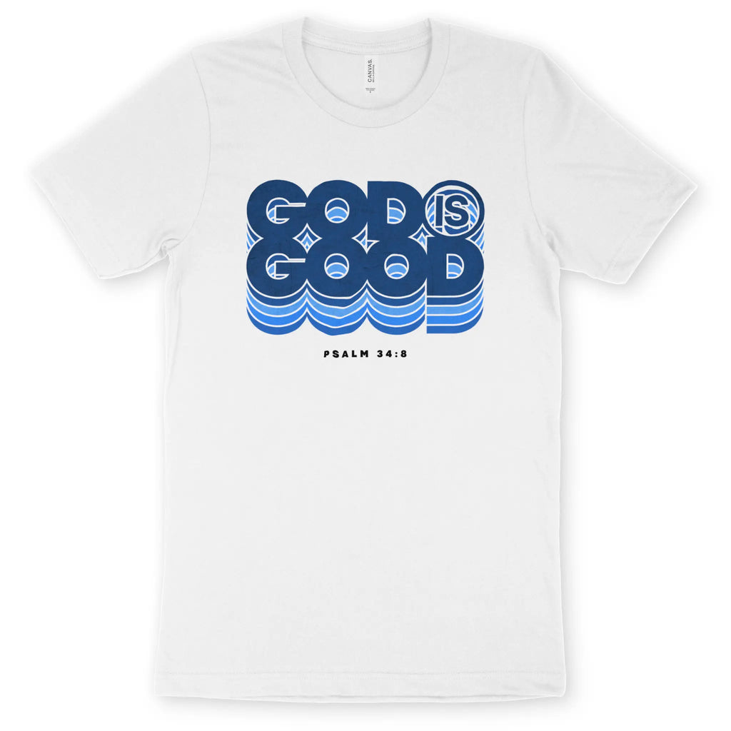 God Is Good (Blue Echo) – Unisex Christian T-Shirt designed by 3rd Day Christian Clothing.
