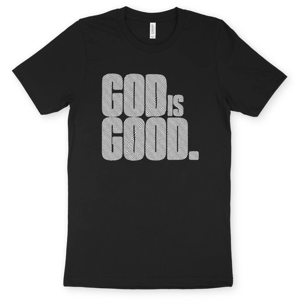 GOD IS GOOD. (Wavy) – Unisex Christian T-Shirt designed by 3rd Day Christian Clothing.