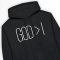 GOD > I – Unisex Christian Hoodie designed by 3rd Day Christian Clothing.