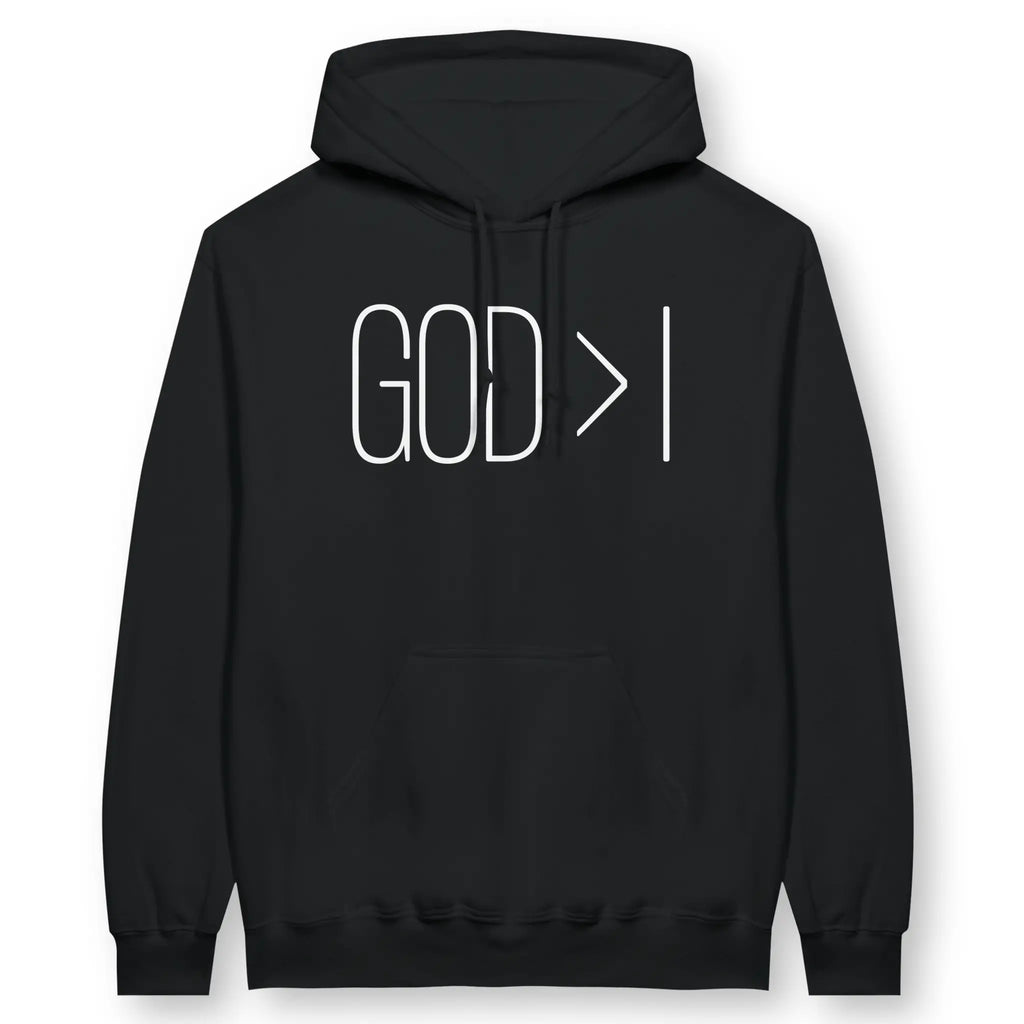 GOD > I – Unisex Christian Hoodie designed by 3rd Day Christian Clothing.