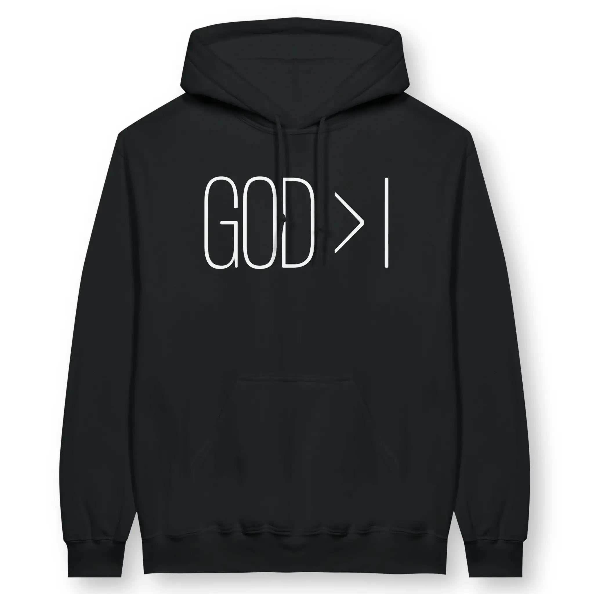 GOD > I – Unisex Christian Hoodie designed by 3rd Day Christian Clothing.