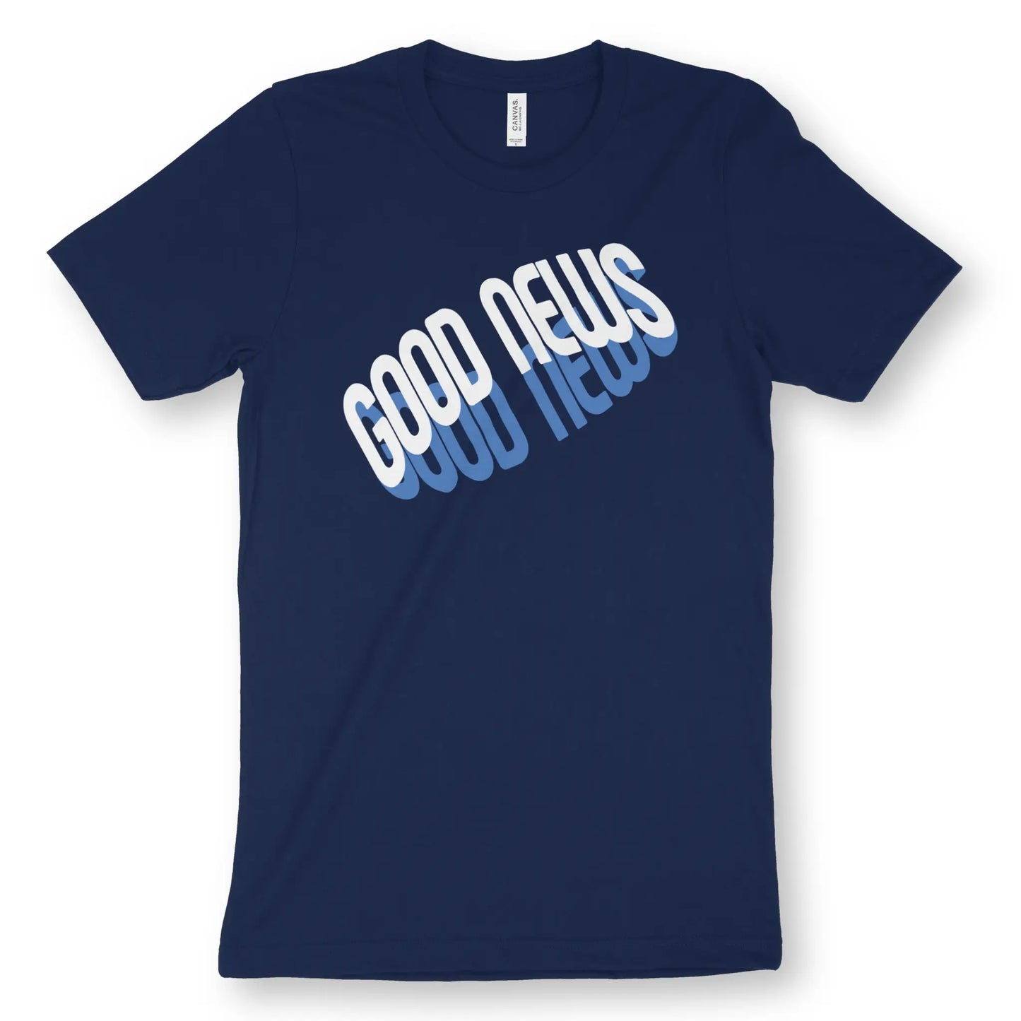 Good News (Ring) | Premium Unisex Christian T-Shirt, laid flat, designed by 3rd Day Christian Clothing UK