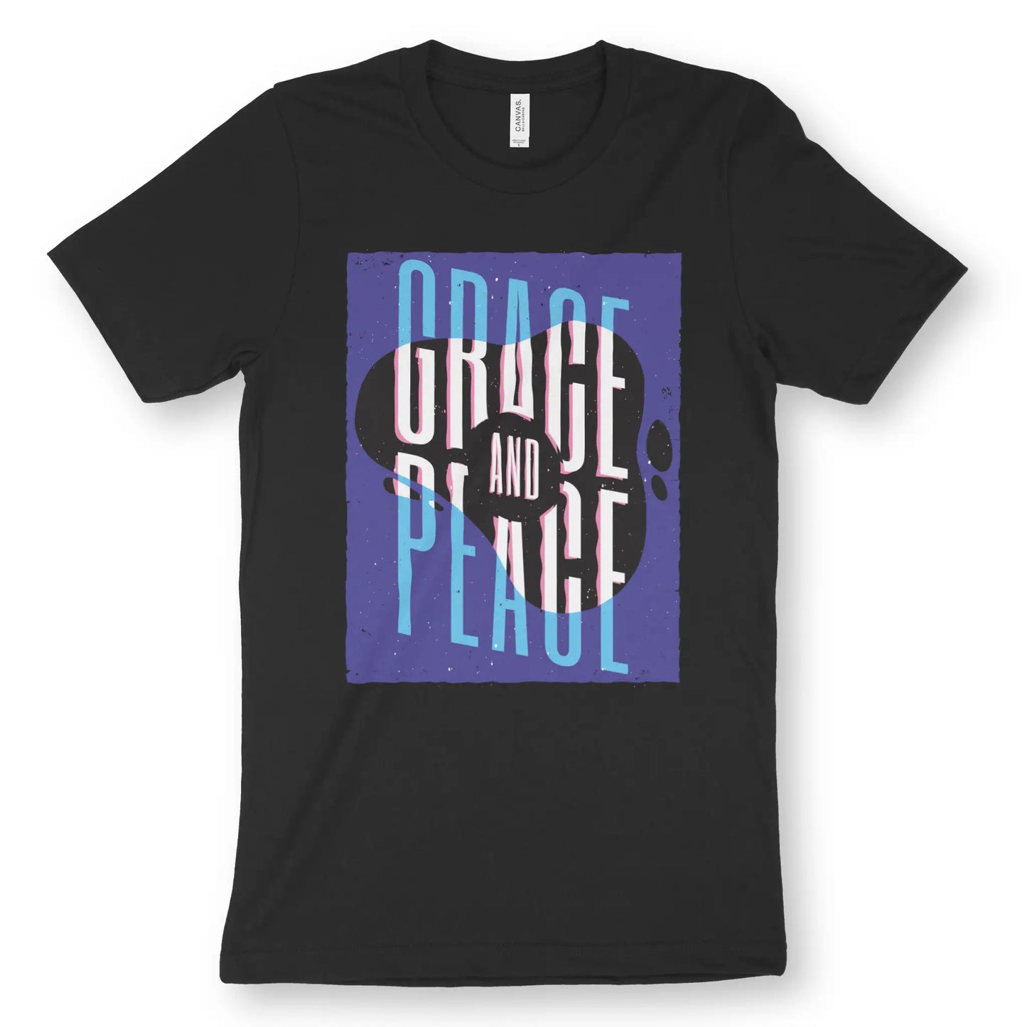 Grace And Peace | Premium Unisex Christian T-Shirt, laid flat, designed by 3rd Day Christian Clothing UK