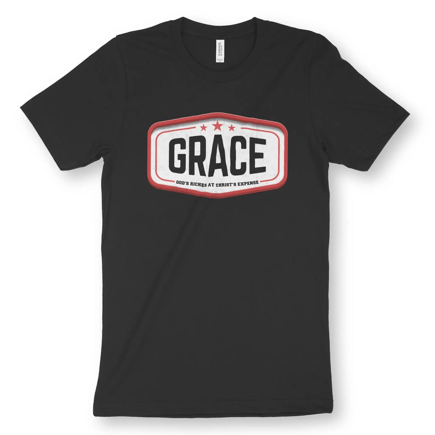 Grace Defined | Premium Unisex Christian T-Shirt, laid flat, designed by 3rd Day Christian Clothing UK