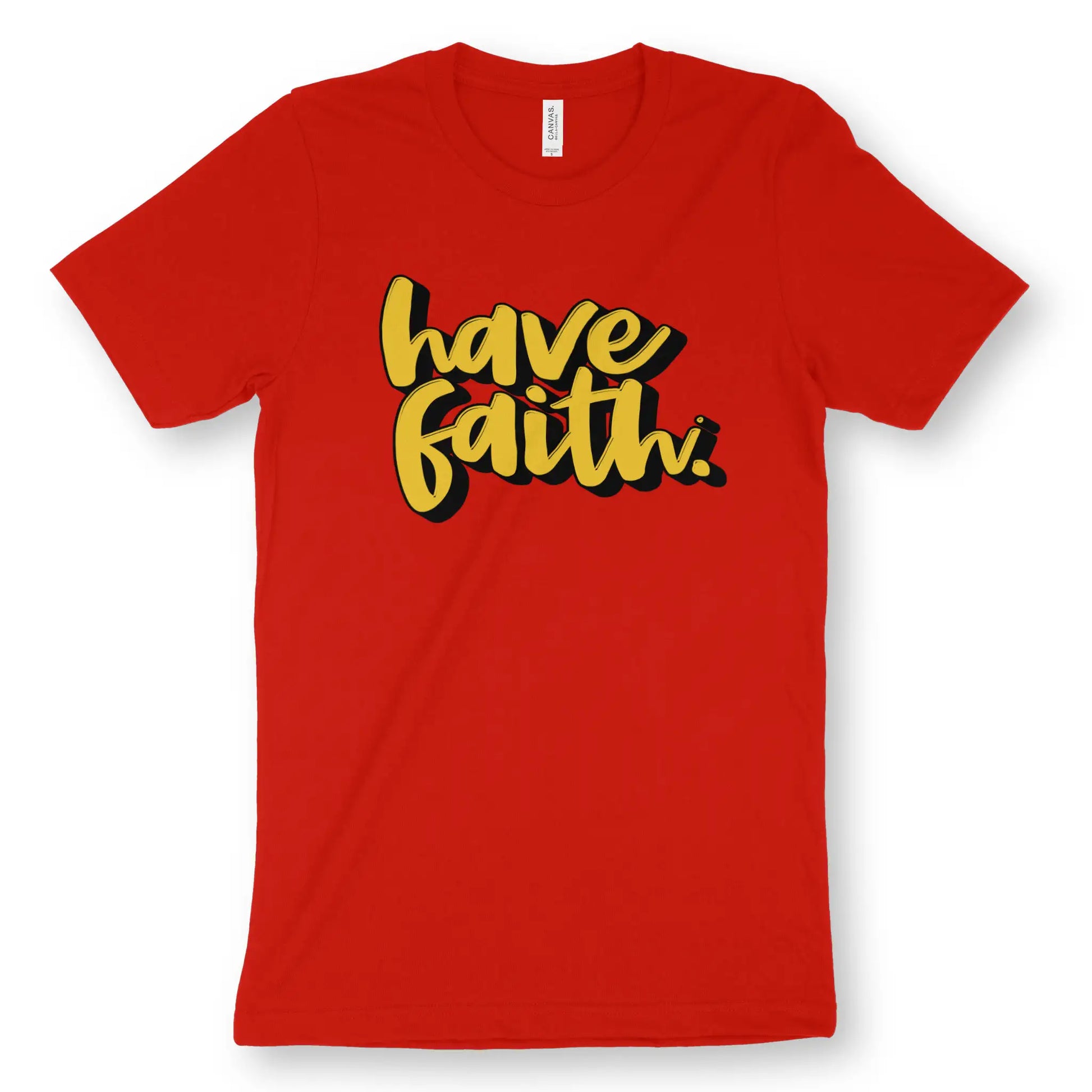 Have Faith (3D Script) 2.0 | Premium Unisex Christian T-Shirt, laid flat, designed by 3rd Day Christian Clothing UK