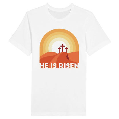 An image of He Is Risen | Premium Unisex Christian T-shirt available at 3rd Day Christian Clothing UK