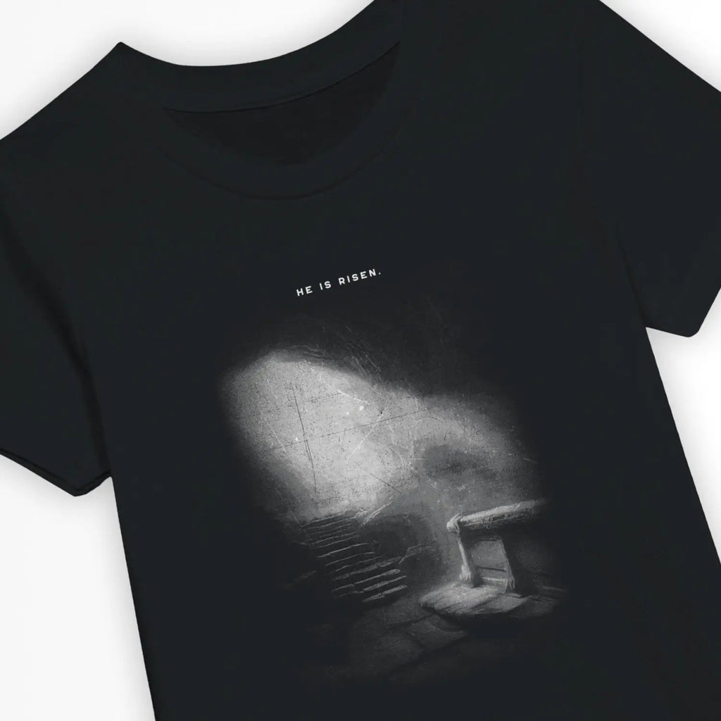 He Is Risen (Realistic) – Kids' Christian T-Shirt designed by 3rd Day Christian Clothing.