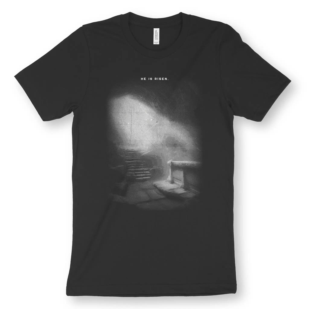 He Is Risen (Realistic) – Unisex Christian T-Shirt designed by 3rd Day Christian Clothing.