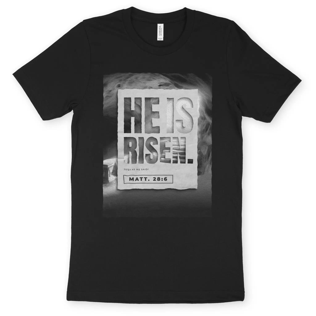 HE IS RISEN. (Easter Sunday) 2.0 – Unisex Christian T-Shirt designed by 3rd Day Christian Clothing.