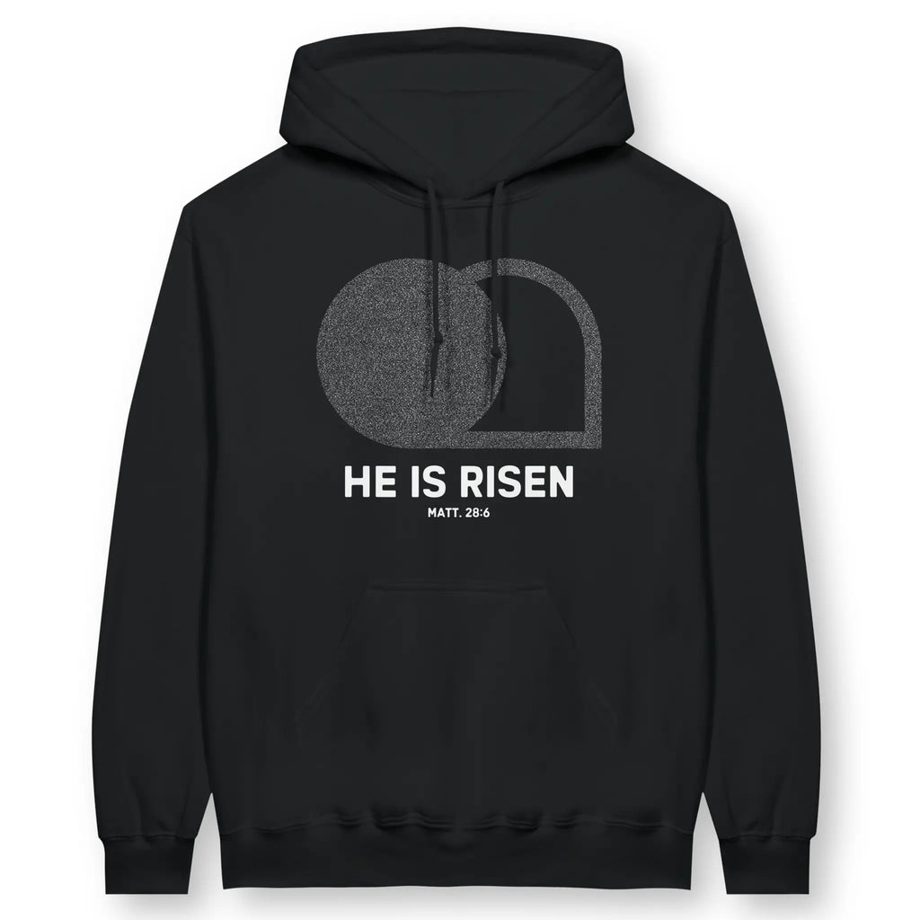 He Is Risen (3rd Day, Black) – Unisex Christian Hoodie designed by 3rd Day Christian Clothing.