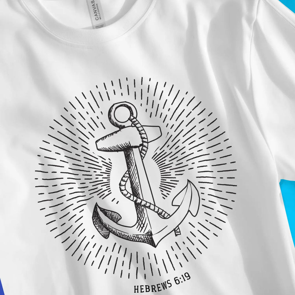 Hope Anchor (Hebrews 6:19) – Unisex Christian T-Shirt designed by 3rd Day Christian Clothing.