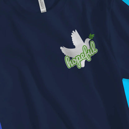 Hopeful Dove 2.0 | Premium Unisex Christian T-Shirt, laid flat, designed by 3rd Day Christian Clothing UK