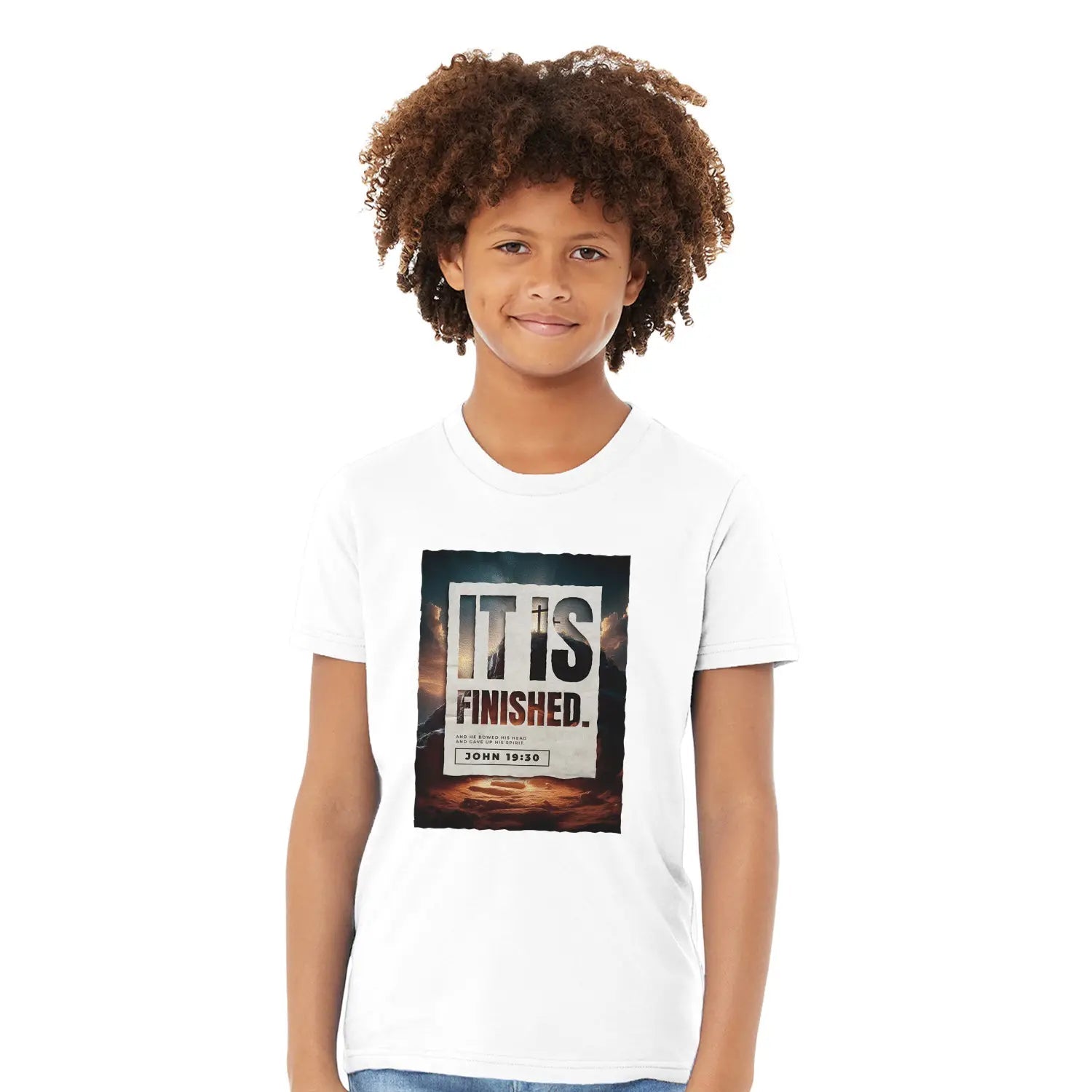 IT IS FINISHED. (Good Friday) – Kids' Christian T-Shirt designed by 3rd Day Christian Clothing.