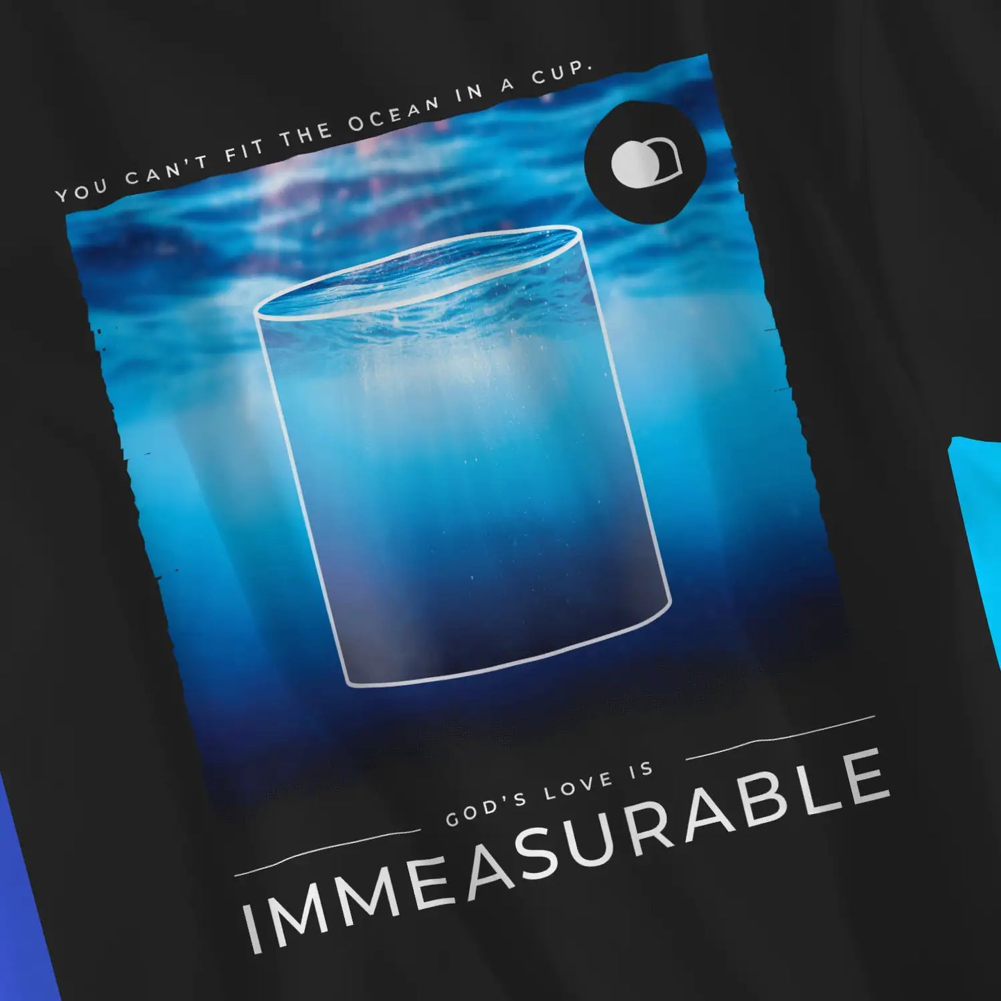 Immeasurable | Premium Unisex Christian T-Shirt, laid flat, designed by 3rd Day Christian Clothing UK