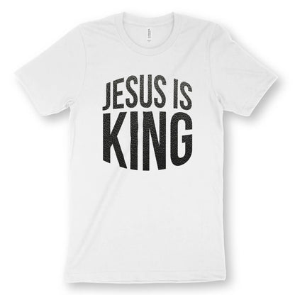 JESUS IS KING (Leather Look) | Premium Unisex Christian T-Shirt designed by 3rd Day Christian Clothing.