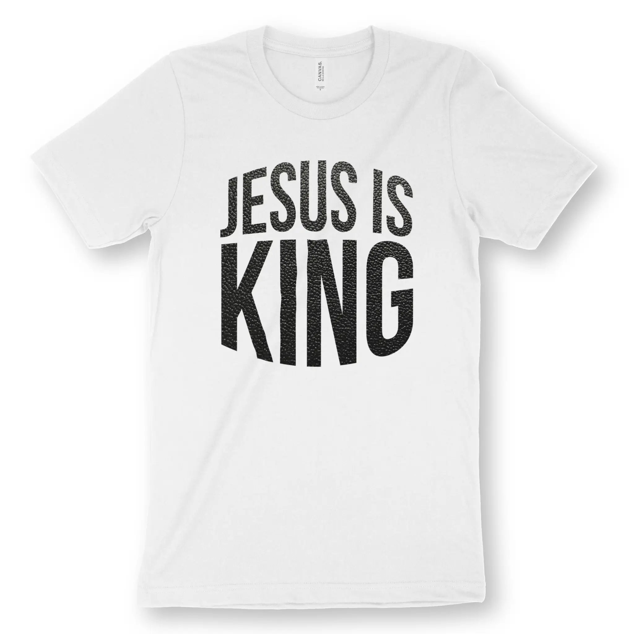 JESUS IS KING (Leather Look) – Unisex Christian T-Shirt designed by 3rd Day Christian Clothing.