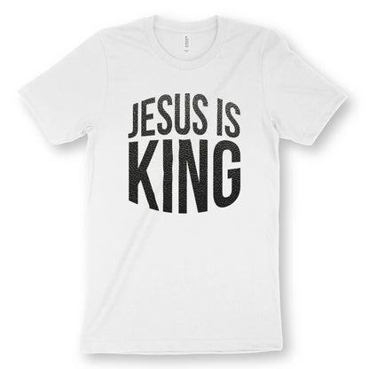 JESUS IS KING (Leather Look) | Premium Unisex Christian T-Shirt designed by 3rd Day Christian Clothing.