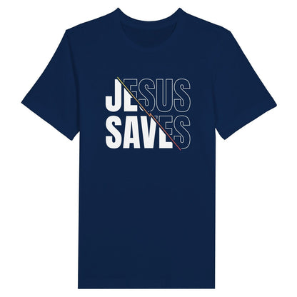 An image of JESUS SAVES (Slash) | Premium Unisex Christian T-shirt available at 3rd Day Christian Clothing UK