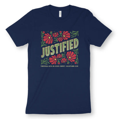 JUSTIFIED (Floral) | Premium Unisex Christian T-Shirt designed by 3rd Day Christian Clothing.