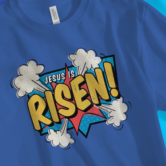 Jesus Is Risen! (Comic Style) | Premium Unisex Christian T-Shirt designed by 3rd Day Christian Clothing.