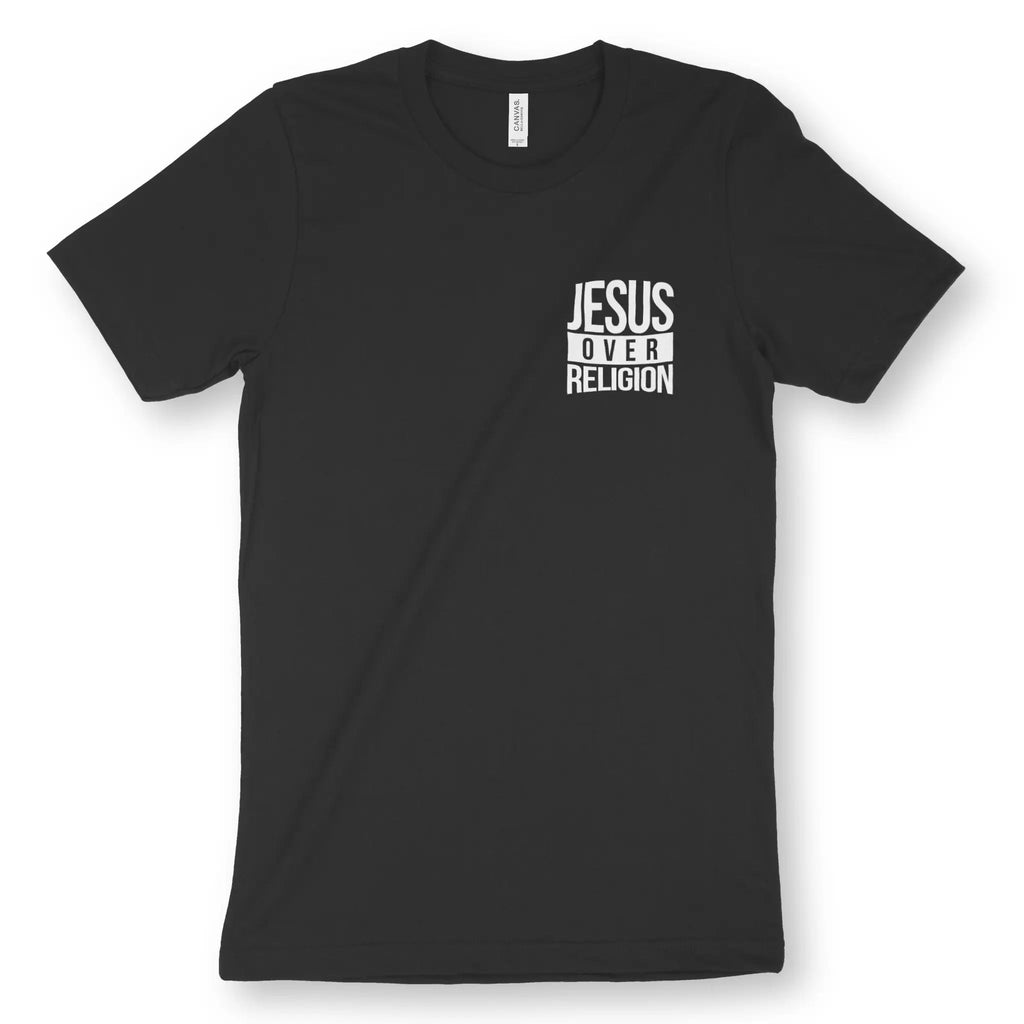Jesus Over Religion – Unisex Christian T-Shirt designed by 3rd Day Christian Clothing.