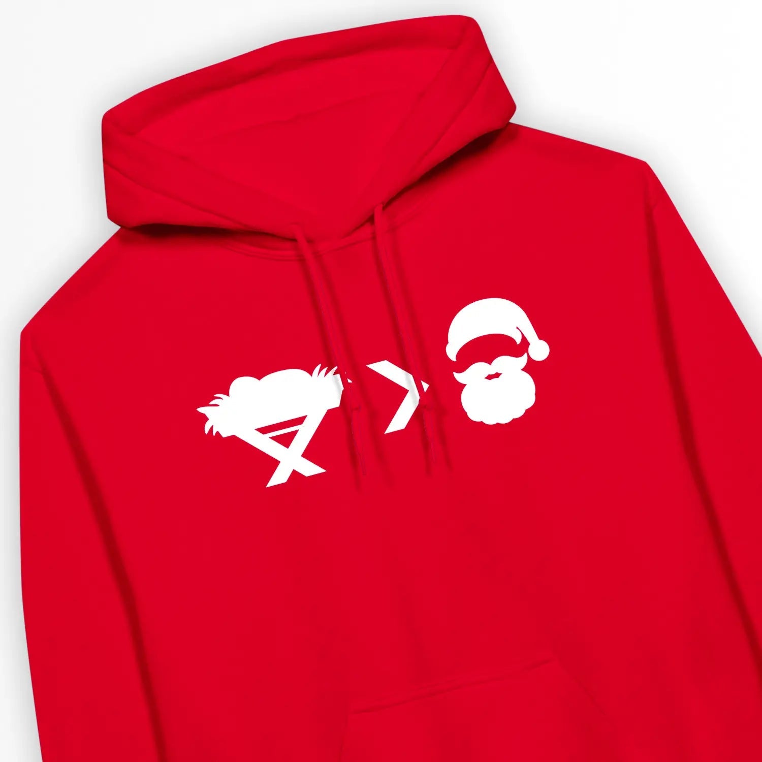 Jesus > Santa – Unisex Christian Hoodie designed by 3rd Day Christian Clothing.