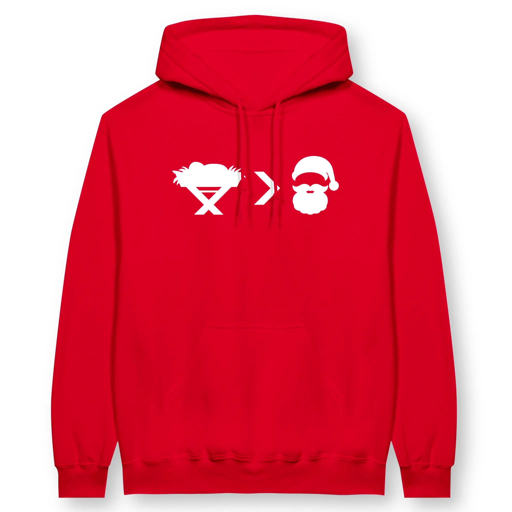 Jesus > Santa – Unisex Christian Hoodie designed by 3rd Day Christian Clothing.