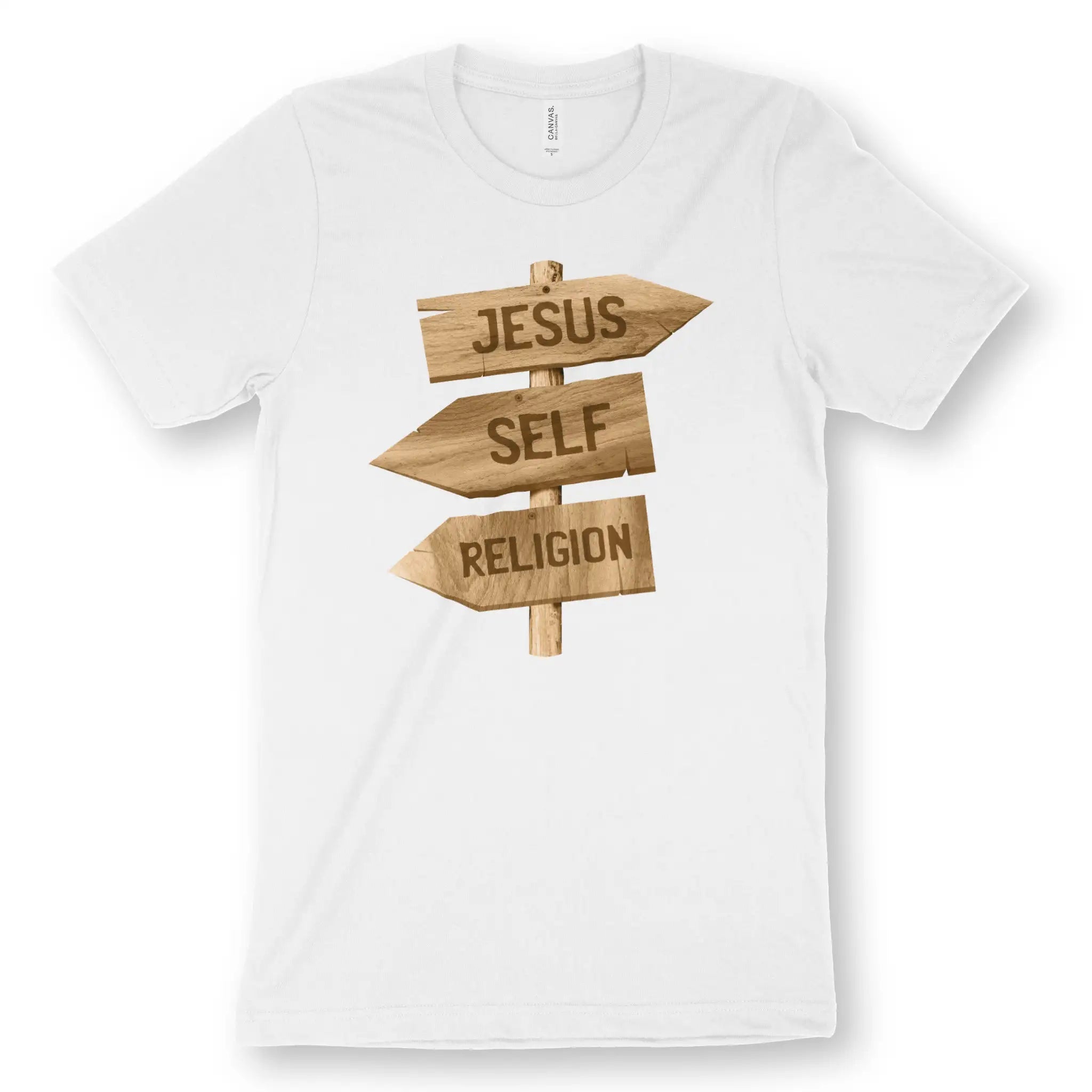 Jesus (Signpost) – Unisex Christian T-Shirt designed by 3rd Day Christian Clothing.