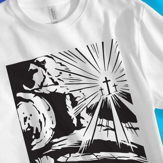 Jesus' Death & Resurrection | Premium Unisex Christian T-Shirt designed by 3rd Day Christian Clothing.