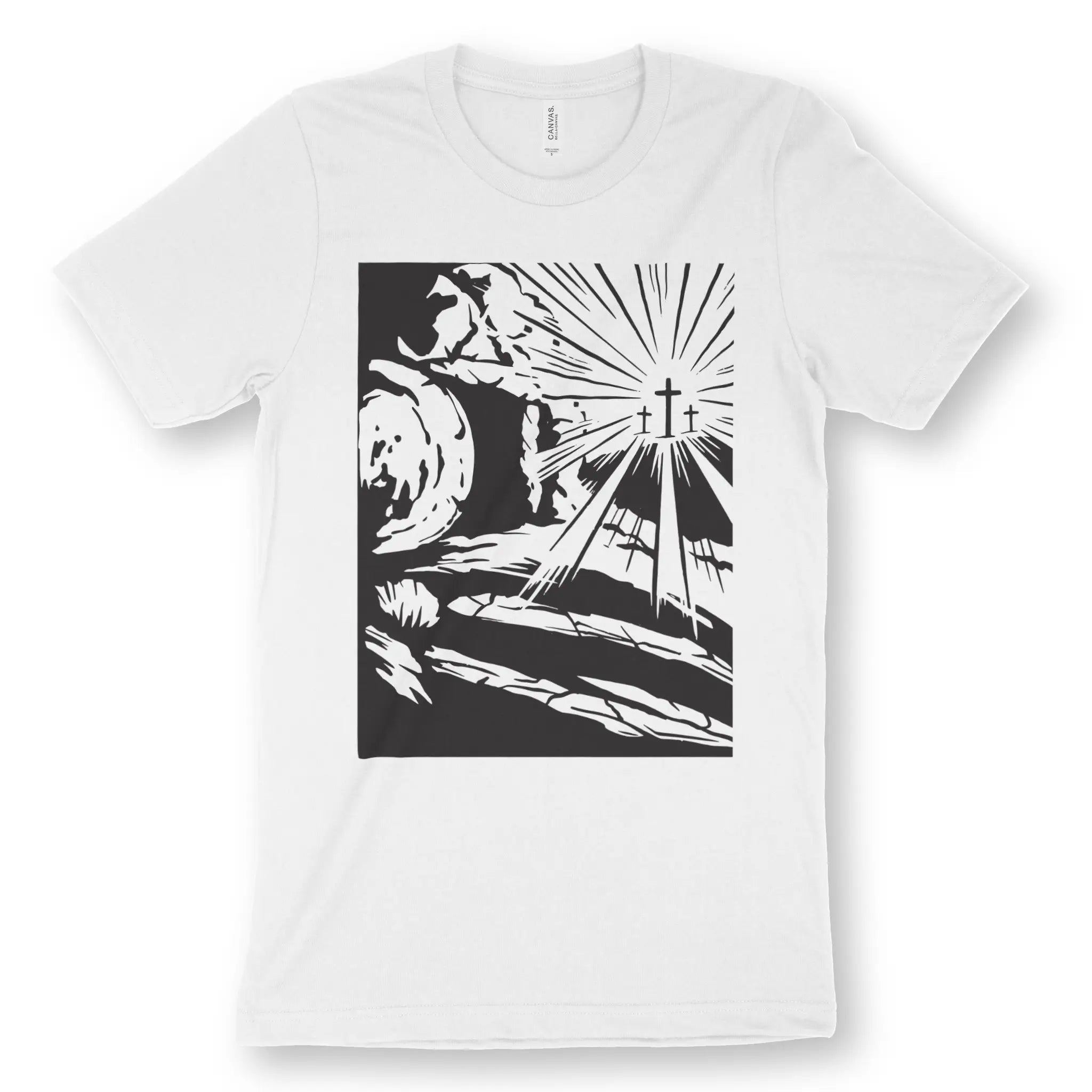 Jesus' Death & Resurrection – Unisex Christian T-Shirt designed by 3rd Day Christian Clothing.