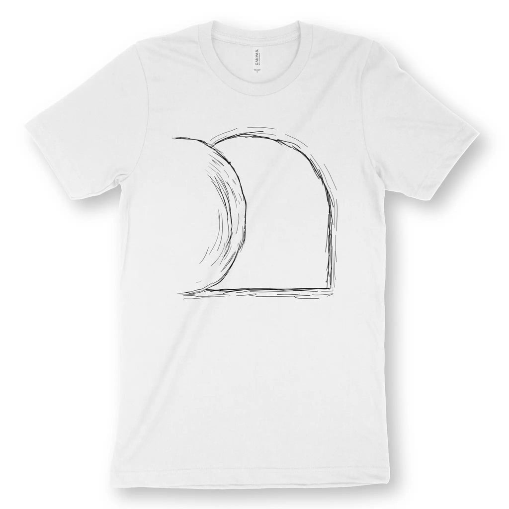 Jesus' Empty Tomb (Sketch) – Unisex Christian T-Shirt designed by 3rd Day Christian Clothing.
