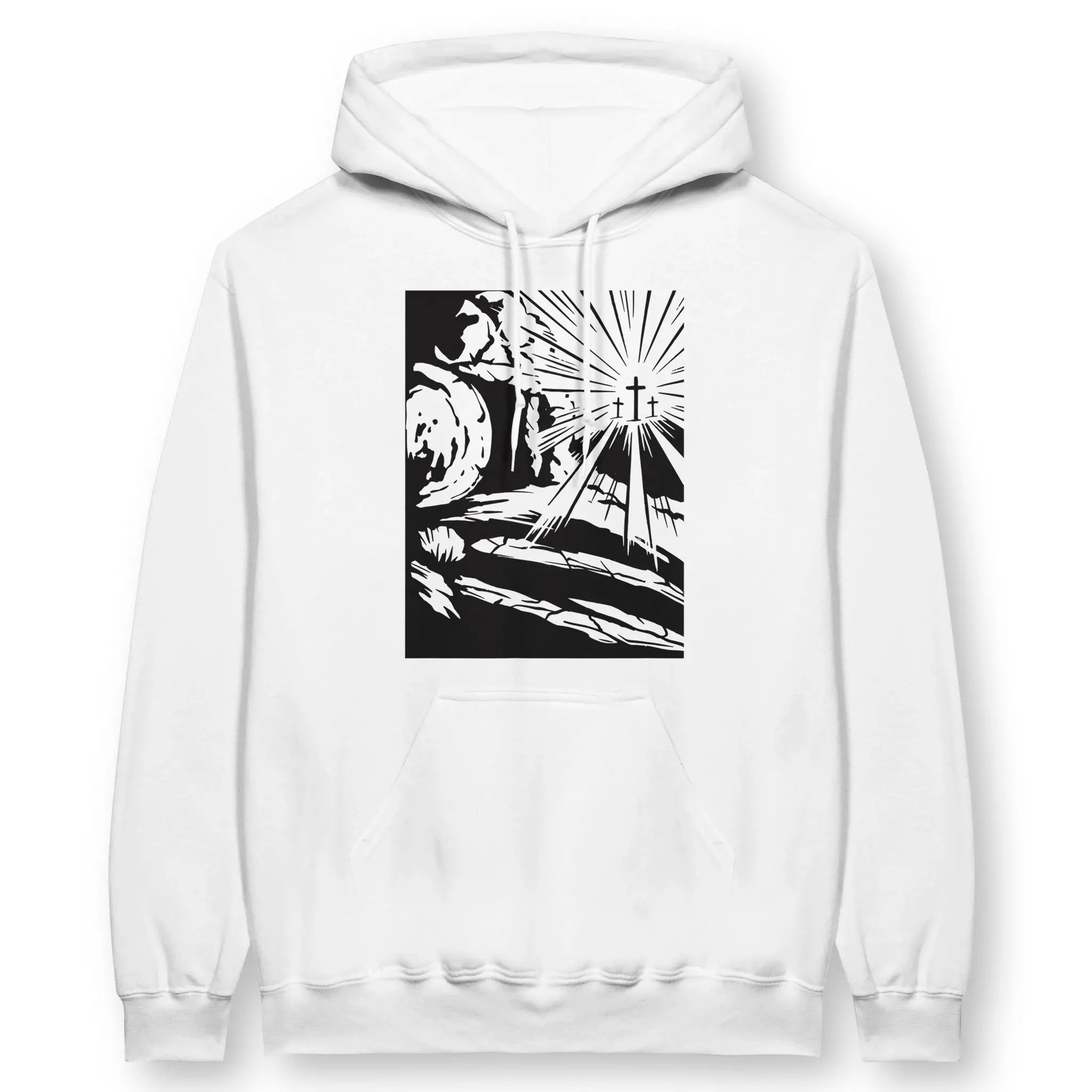 Jesus' Death & Resurrection – Unisex Christian Hoodie designed by 3rd Day Christian Clothing.