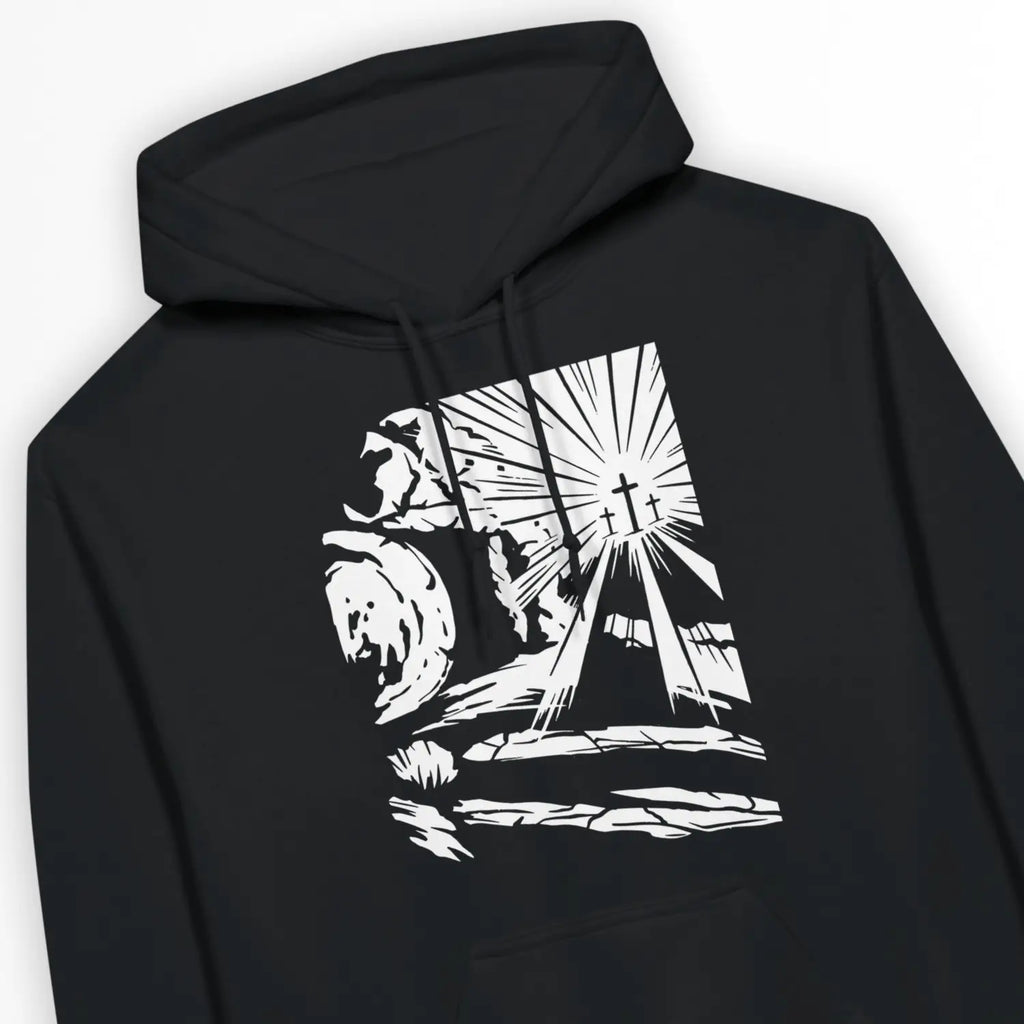 Jesus' Death & Resurrection (2nd Edition) – Unisex Christian Hoodie designed by 3rd Day Christian Clothing.