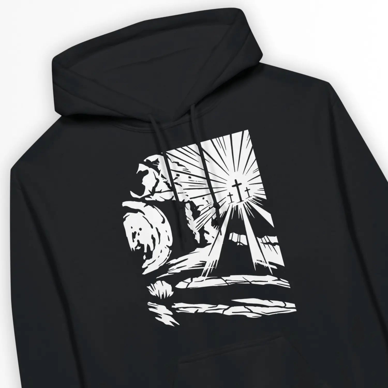 Jesus' Death & Resurrection (2nd Edition) – Unisex Christian Hoodie designed by 3rd Day Christian Clothing.