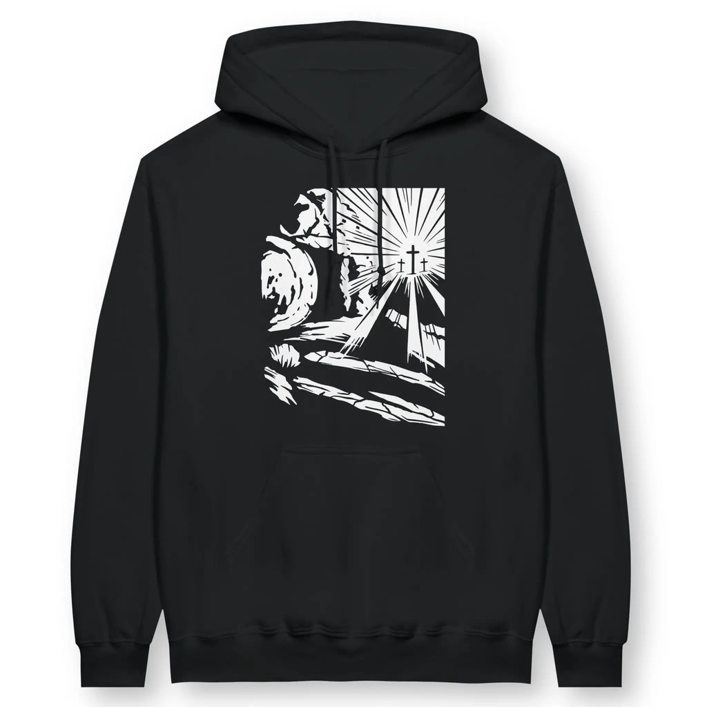 Jesus' Death & Resurrection (2nd Edition) – Unisex Christian Hoodie designed by 3rd Day Christian Clothing.