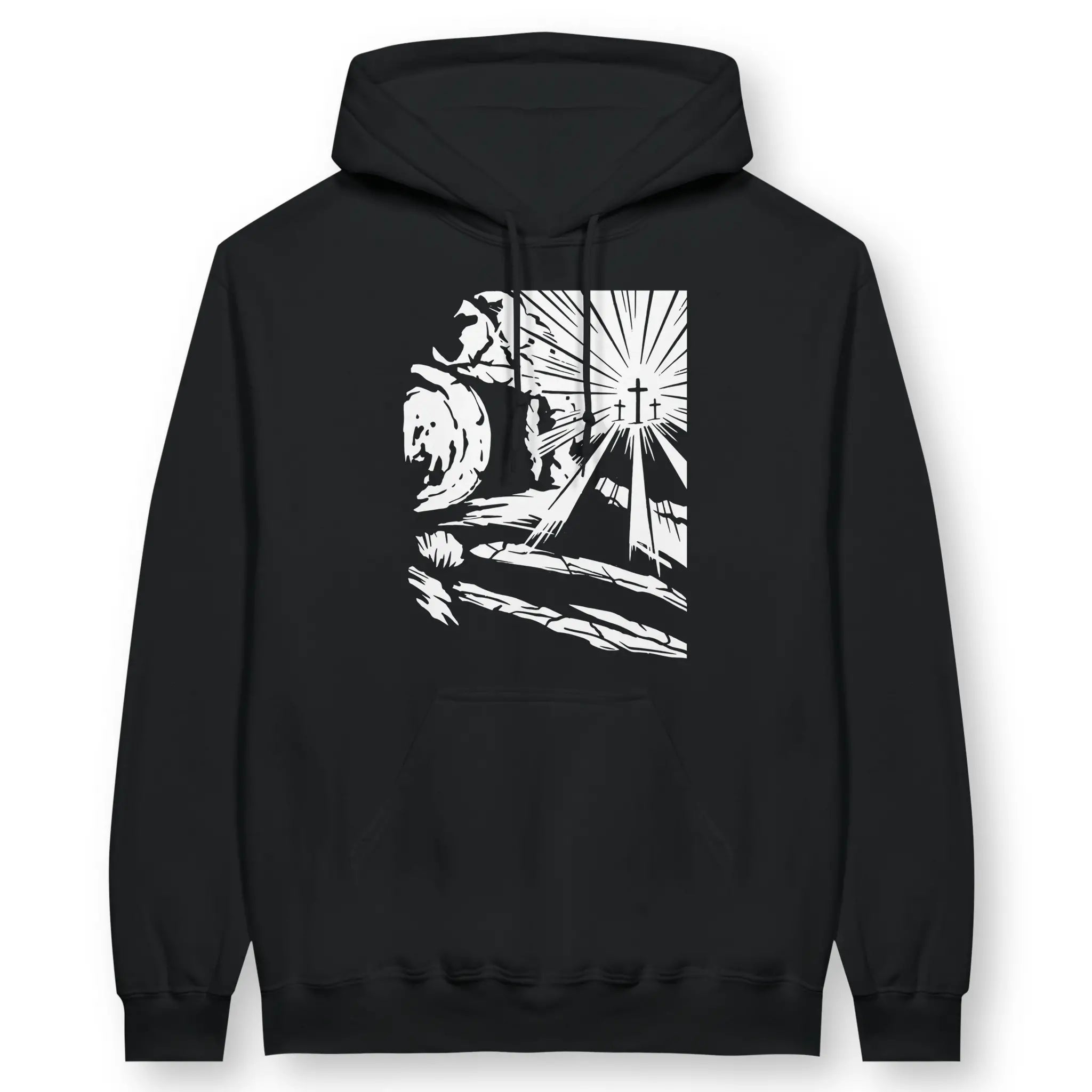 Jesus' Death & Resurrection (2nd Edition) – Unisex Christian Hoodie designed by 3rd Day Christian Clothing.